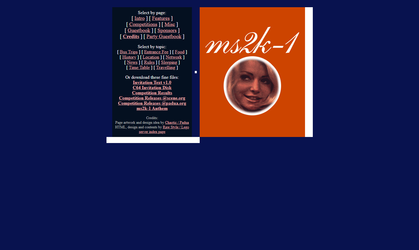 Screenshot of Symposium & Mekka 1999 website