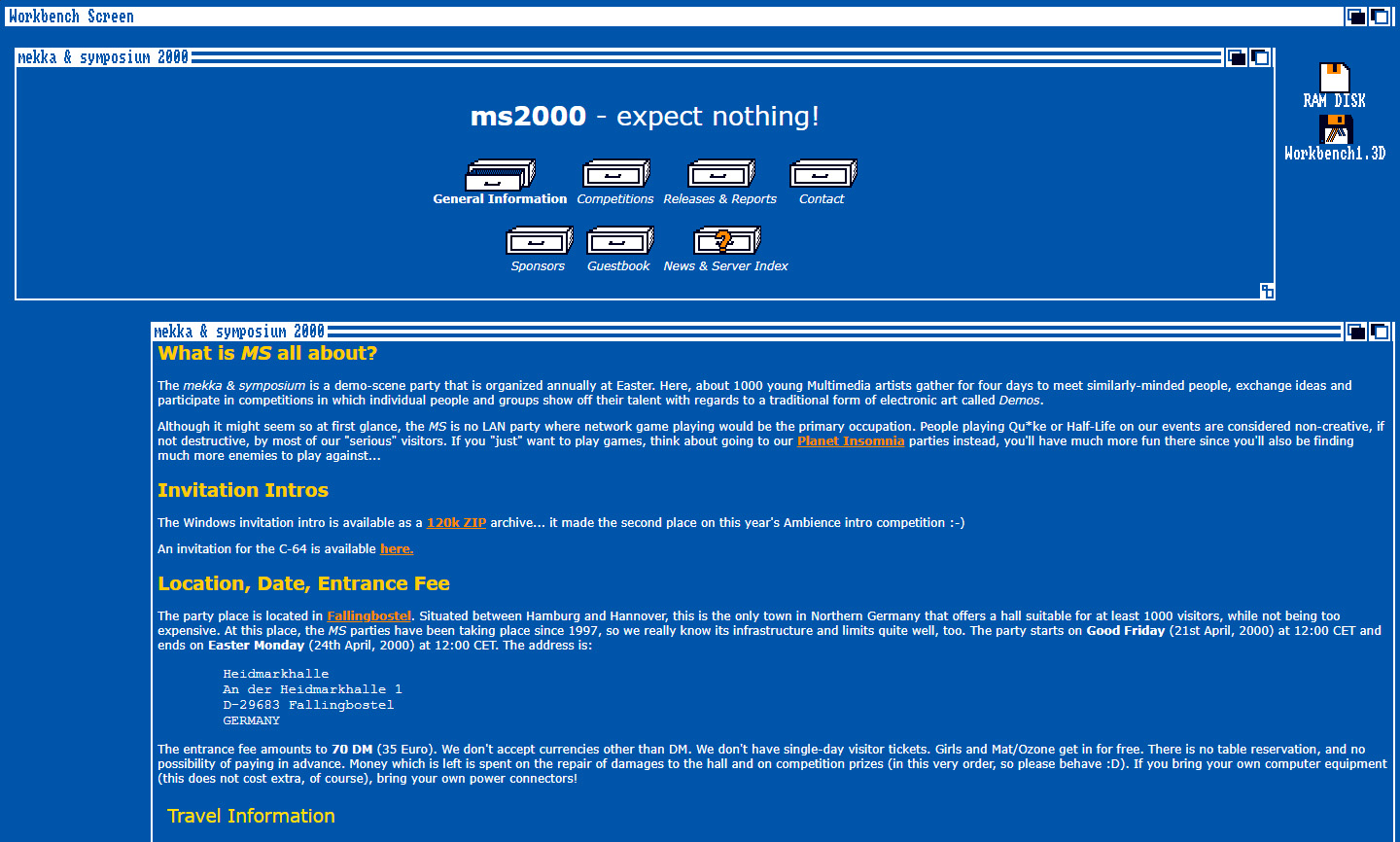 Screenshot of Symposium & Mekka 2000 website