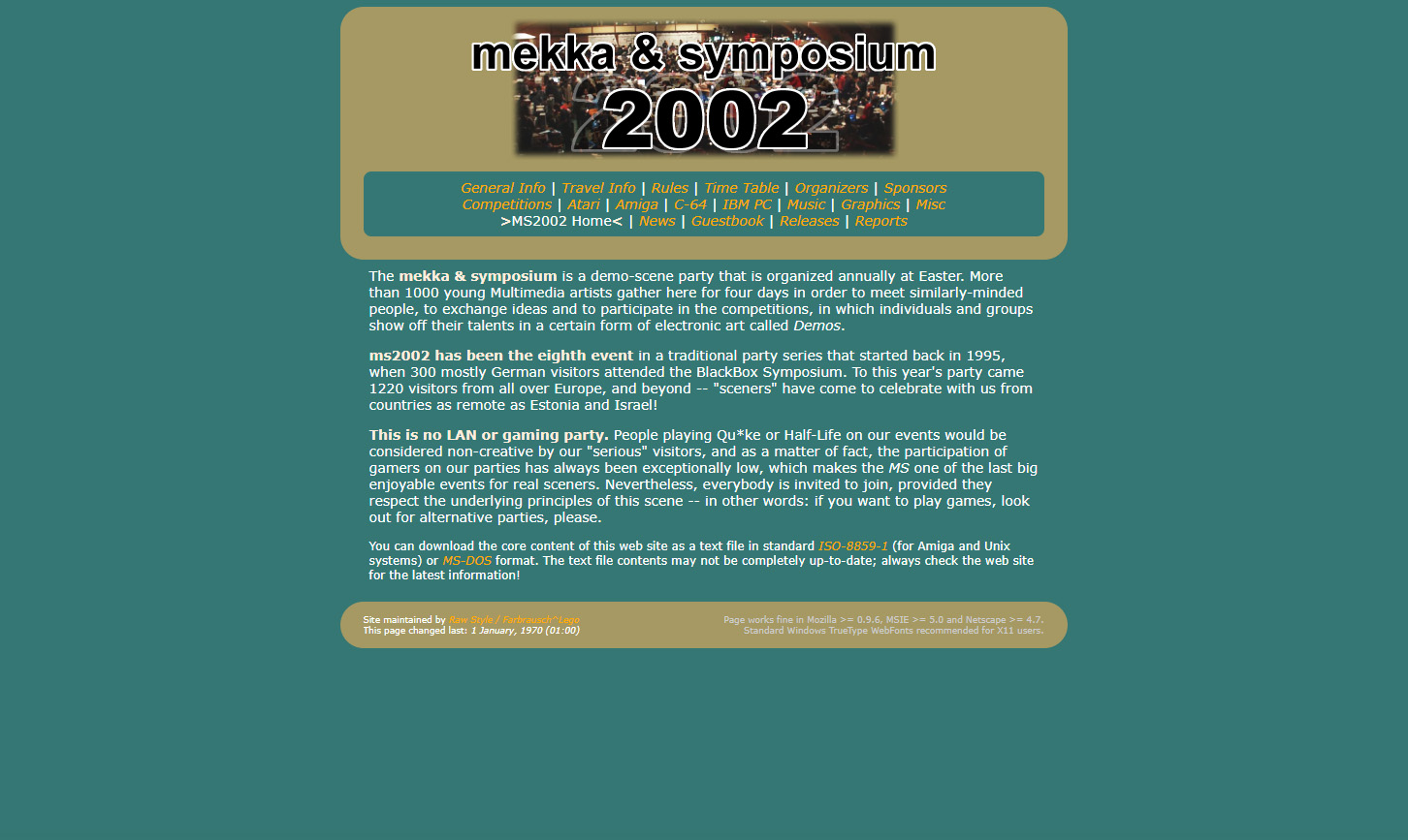 Screenshot of Symposium & Mekka 2002 website