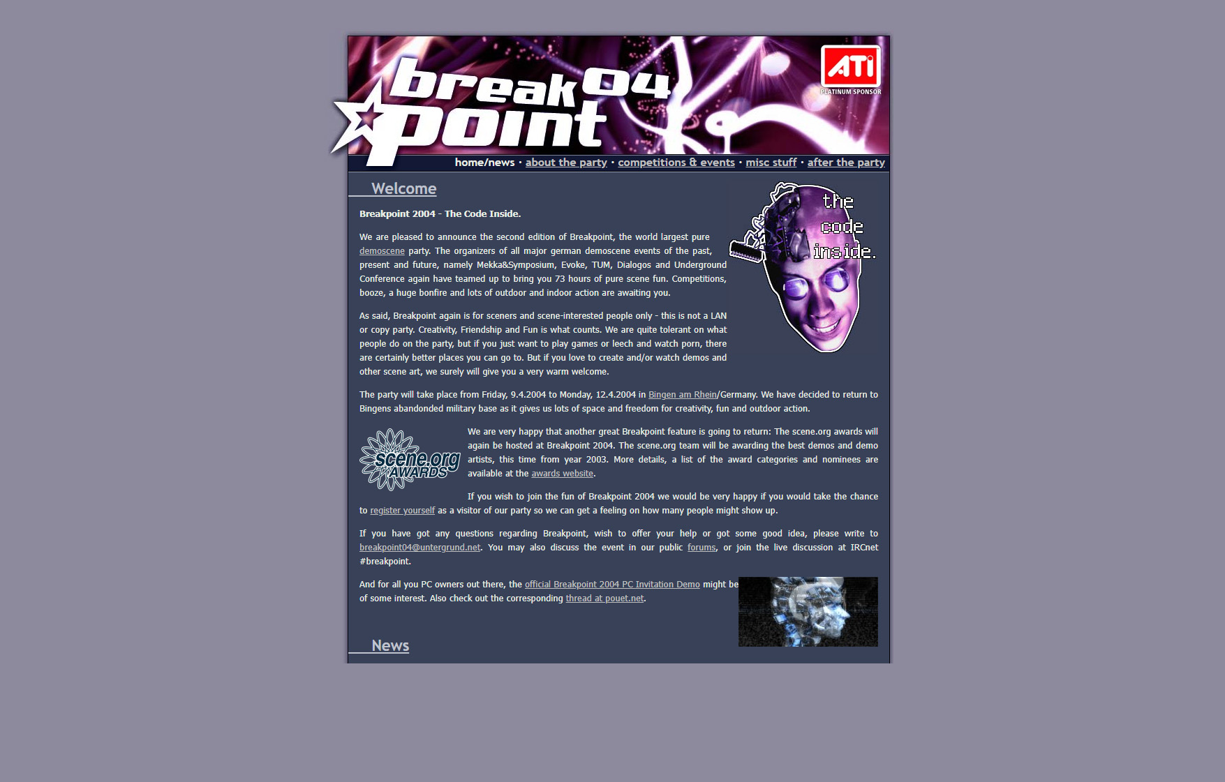 Screenshot of Breakpoint 2004 website