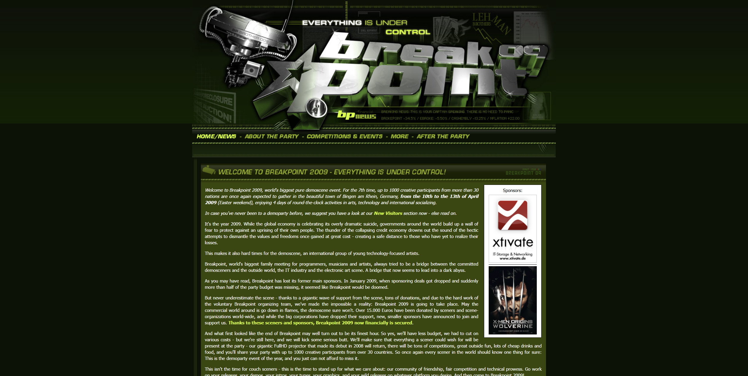 Screenshot of Breakpoint 2009 website