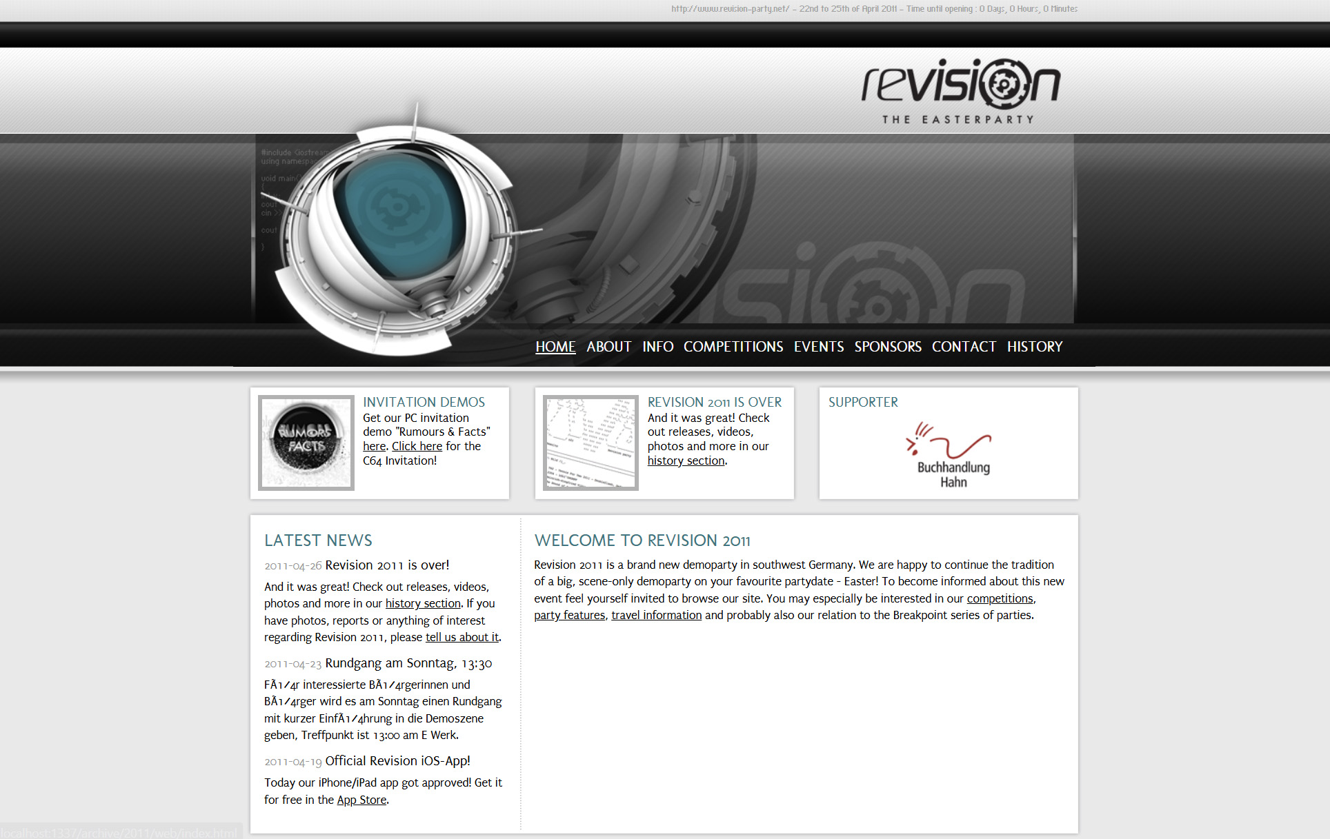 Screenshot of Revision 2011 website