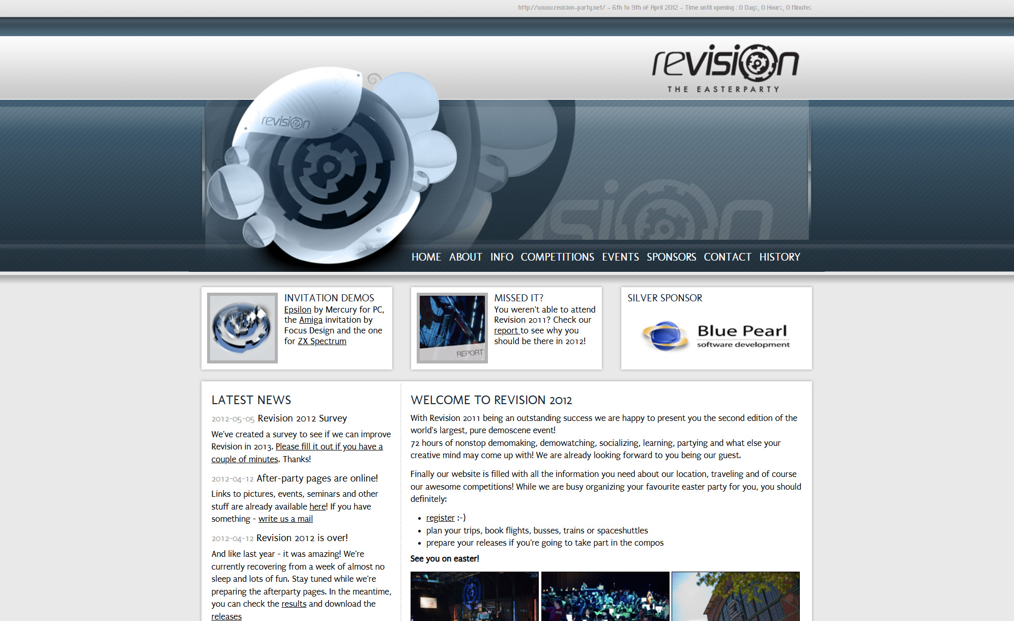Screenshot of Revision 2012 website