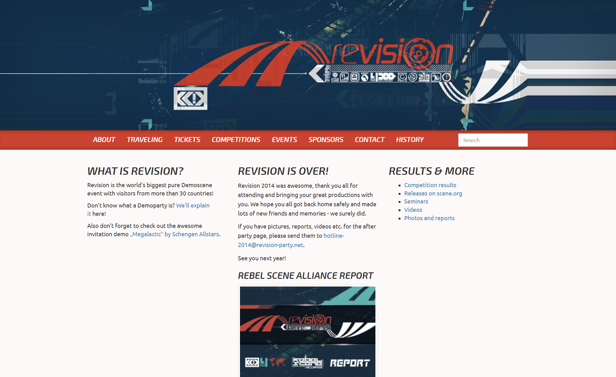 Screenshot of Revision 2014 website