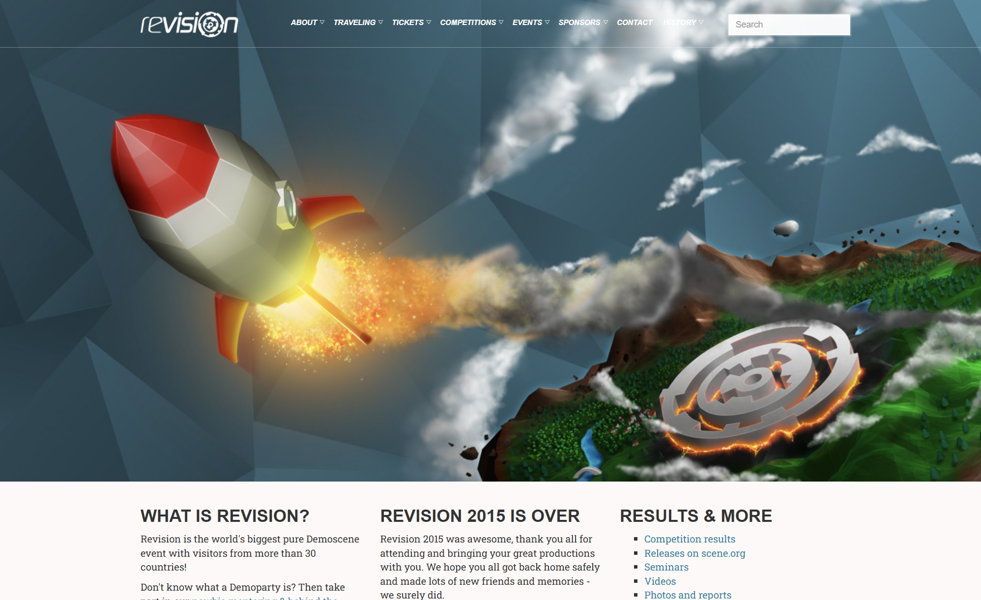 Screenshot of Revision 2015 website