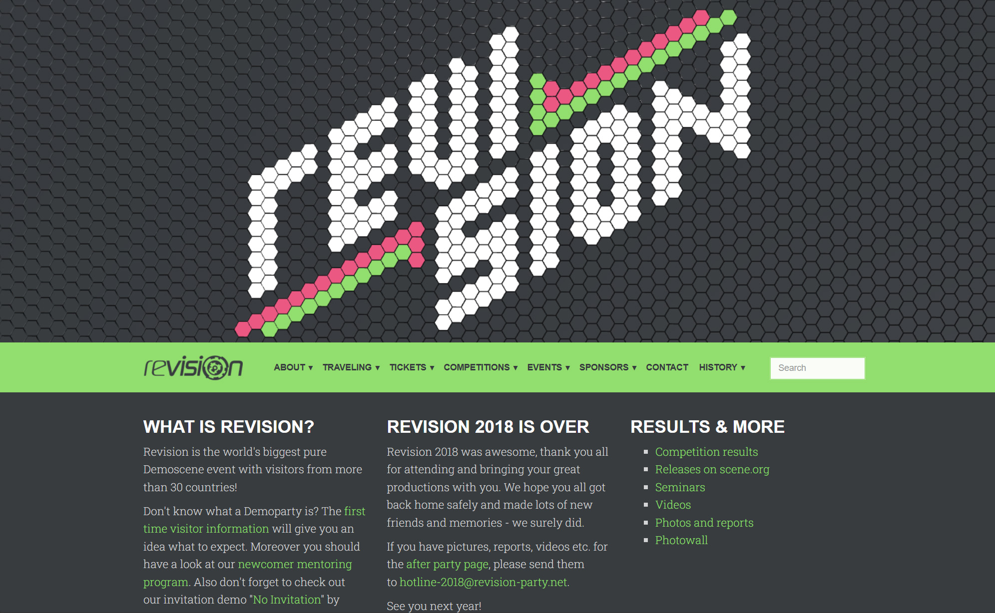 Screenshot of Revision 2018 website